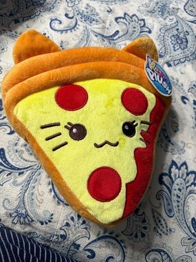 Plush Yellow & Orange Kawaii Pizza Plush with Red Details